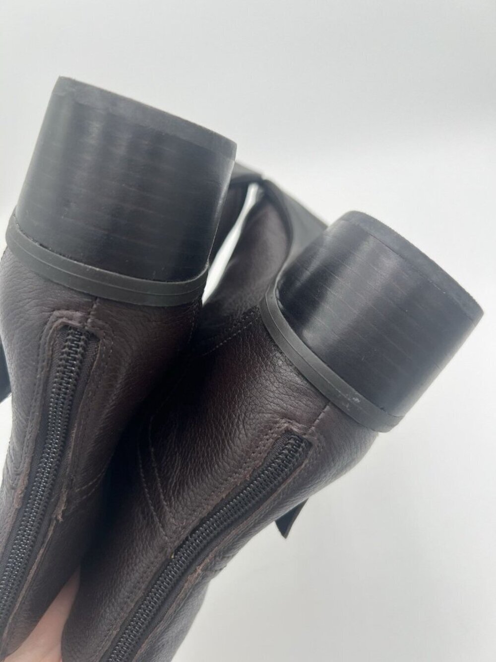 Nine West Sylvia Ankle Boots Brown Pebbled Leather Buckle Block Heel Size 9 NWOB - Picture 12 of 14